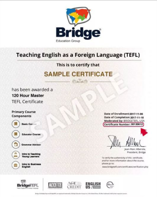 bridgeTEFL-certificate
